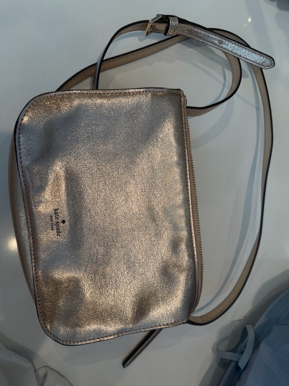 kate spade Metallic Rose Gold Leather Crossbody